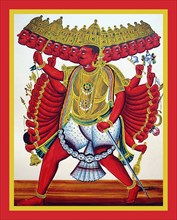 Virabhadra with fifteen heads and twenty-eight arms