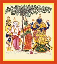 Marriage of Shiva and Parviti under a sacred tree