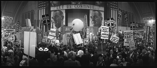 Delegates and stage at the 1964 Democratic National Convention. Atlantic City, New Jersey, August 26, 1964.