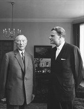 German statesman Konrad Adenauer (left) meets with the Reverend Billy Graham. Berlin, Germany, June 1963.
