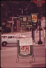 OUT OF GAS SIGNS HAVE CROPPED UP ALL OVER THE PORTLAND AREA SINCE THE START OF THE FUEL SHORTAGE, 6/1973