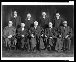 U.S. Supreme Court group portrait, 1976. Group portrait of Justices William J. Brennan, Jr.; Byron R. White; Harry A. Blackmun; William H. Rehnquist; Potter Stewart; Thurgood Marshall; Lewis F. Powell...