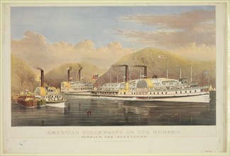 C. 1874 - American steamboats on the Hudson passing the highlands