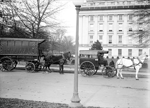 Horse drawn U.S. Treasury Department wagon in Washington D.C. ca. 1910-1917