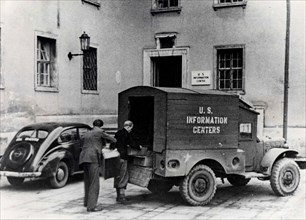 Truck Delivers Reading Materials to the U.S. Information Center, Munich, Germany ca. 1948-1954