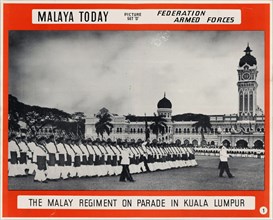 Malay military regiment on parade in Kuala Lampur Malaysia (Malaya) - 1953