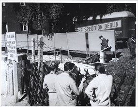 October 1961 - East German Guards Put Up Large Panels to Hide Their Actions from the Eyes and