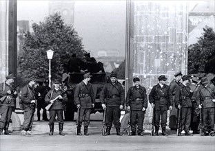 August 1961 - A Squad of East Berlin 'Workers' Militia' With Submachine Guns Stands