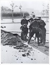 Date - Possibly August 1961 - East German Police Tear Up Pavement Near Potsdamerplatz to Build