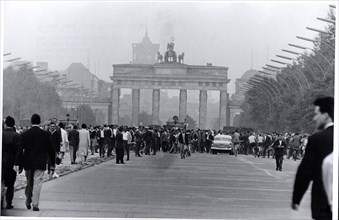 August 1961 - Crowds of West Berliners Stand Before the Now Closed Brandenburg Gate, Formerly a