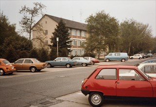 Parked cars in road Bonn Germany 1970s or 1980s