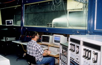 EPA scientist conducting computer analysis ca. 1996