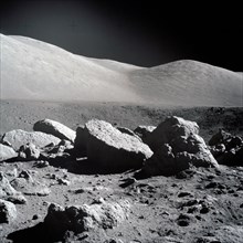 Large boulder field during lunar surface extravehicular activity