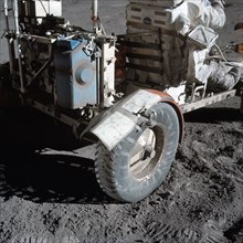 A close-up view of the lunar roving vehicle (LRV)