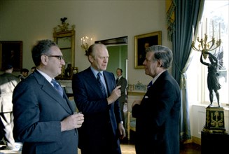 Henry Kissinger, President Gerald R. Ford, and Chancellor Helmut Schmidt