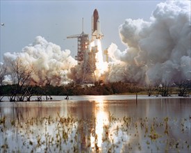 Launch views of the Columbia from Pad 39A starting the STS-4 Mission