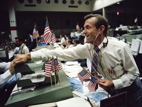 (4 July 1982) --- Lead STS-4 flight director Charles Lewis