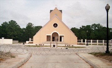 A view of the church in the combat village at the Military Operations in Urban Terrain
