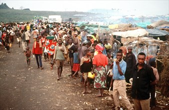 1994 - A close up view of the refugee camp near Goma, Zaire