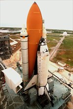 Space Shuttle Columbia sits on Launch Pad 39B