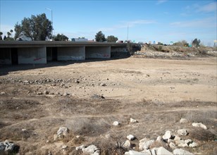 The drought has caused this riverbed to dry up along Highway 99 near Bakersfield, CA on Feb. 26, 2014.
