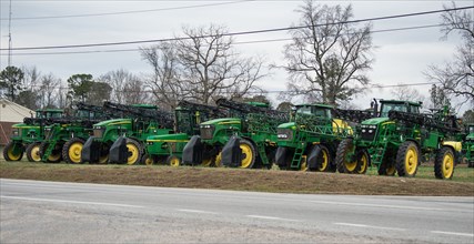 Farm equipment dealership in Wakefield, VA selling John Deere farm implements, on Dec. 20, 2015.