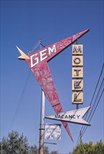 1980s United States -  Gem Motel sign