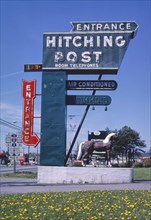 1980s United States -  Hitching Post Motel sign