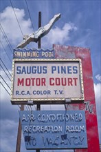 1980s United States -  Saugus Pines Motor Court sign