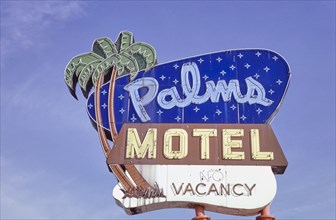 1980s United States -  Palms Motel sign