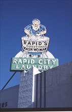 1980s America -  Rapid City Laundry sign