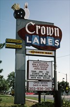 Early 2000's United States -  Crown Lanes sign Denver Colorado ca. 2004