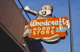 1980s America -   Woodcraft sign, Minneapolis, Minnesota 1984