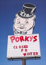 1980s America -  Porky's Drive-in sign, St Paul, Minnesota 1981