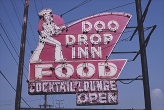 1980s America -  Doo Drop Inn sign, Muskegon, Michigan 1980