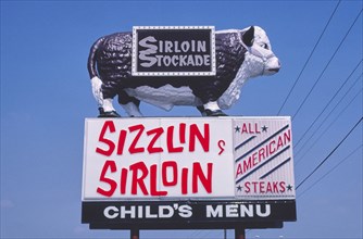 1980s America -  Sirloin Stockade bull, Austin, Texas 1983