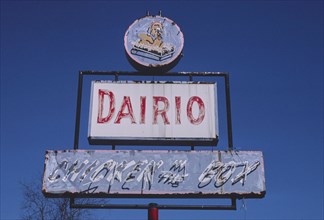 1980s America -  Dario Chicken In-The Box sign, Rutherfordton, North Carolina 1988