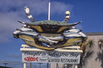 1980s America -  Gaido's Restaurant sign, Galveston, Texas 1986