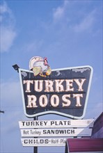 1980s America -  Turkey Roost Restaurant sign, Bay City, Michigan 1988
