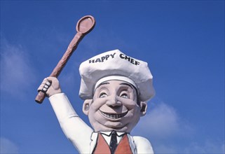 1980s America -  Happy Chef sign, Cherokee, Iowa 1987