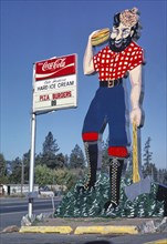 1980s America -  Paul Bunyan Park-Out Hamburger sign, Coeur d'Alene, Idaho 1987