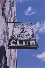 1990s America -  Two O'Clock Club sign, Baltimore, Maryland 1995
