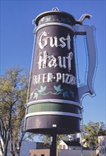 1980s America -  Gust Half Beer-Pizza sign, Glendive, Montana 1987