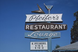 2000s America -  Pfeifer's Lounge sign, Aurora, Colorado 2004