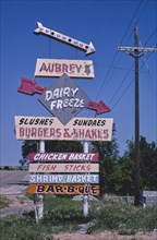 1980s America -  Aubrey's sign, Shamrock, Texas 1982