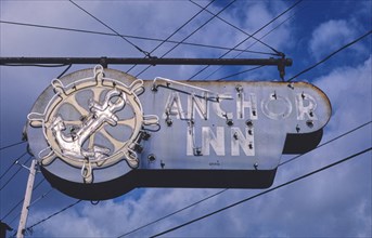 1980s America -  Anchor Inn sign, Utica, New York 1987