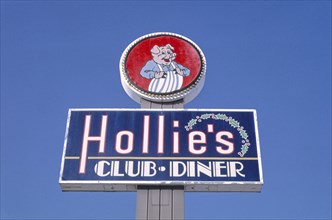 1990s America -  Hollie's Club Diner sign, Oklahoma City, Oklahoma 1993