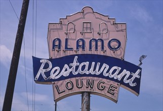 1980s America -  Alamo Restaurant sign, Shreveport, Louisiana 1982
