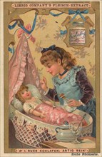 Series Of Images: Girl Playing With A Doll: Sleeping Sweetly