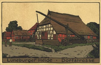 Village Street In The Lüneburg Heath With Draw Well